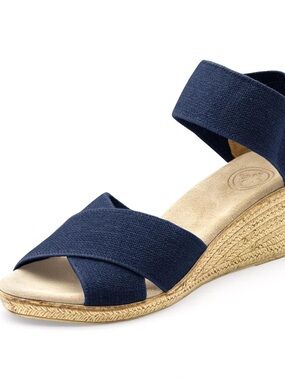 Charleston Shoe Company blue Cannon espadrille wedge sandal